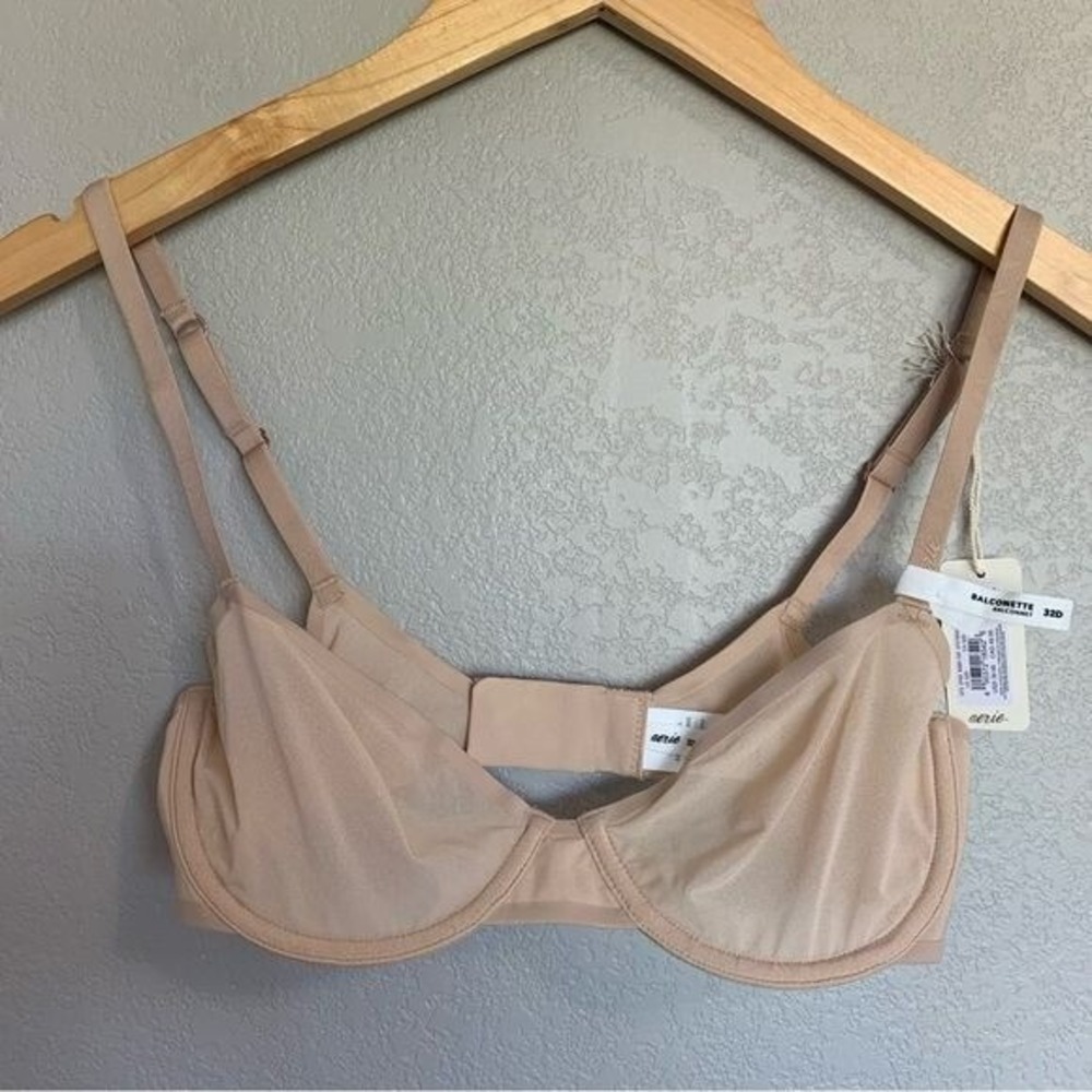 Smoothez by Aerie Cream Tan Unlined Sheer Mesh Underwire Bra Size 32D NWT